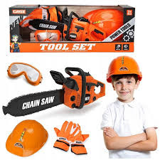 Set taietor de lemne cu drujba, include o casca de protectie, manusi si ochelari de protectie