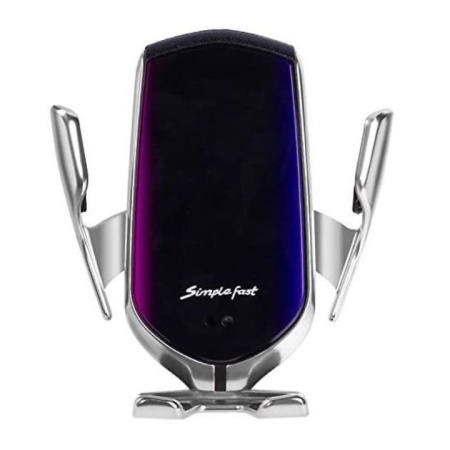 Suport auto cu incarcator wireless, Senzor Inteligent, Fast Charger 10 W, Prindere in grila ventilatie, Argintiu
