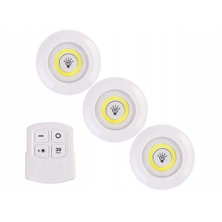Set 3 lampi LED fara fir, autoadezive, cu telecomanda
