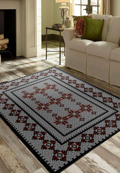 Covor pentru living, model gri rustic