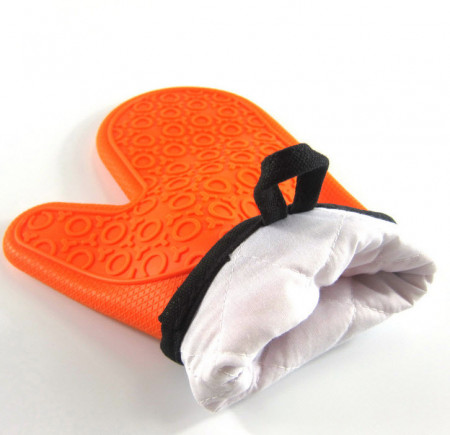 Manusa din silicon termorezistent si textil pentru bucatarie, orange