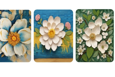 Set 3 Covoraș multifuncțional absorbant model flori– 60x40 cm