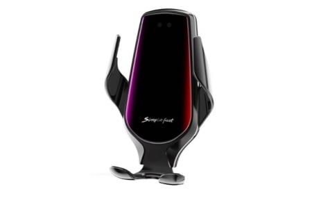 Suport auto cu incarcator wireless, Senzor Inteligent, Fast Charger 10 W, Prindere in grila ventilatie, Negru