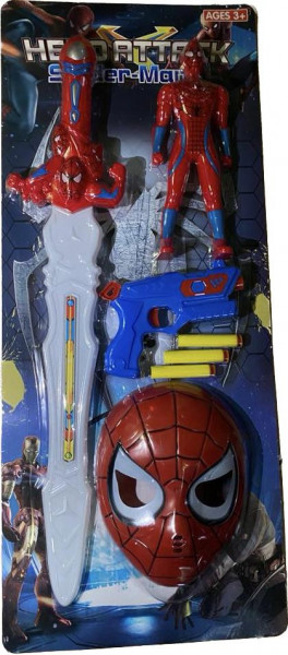 Set Sabie Spider-man masca figurina pistol cu rezerve 4 ani+ multicolor