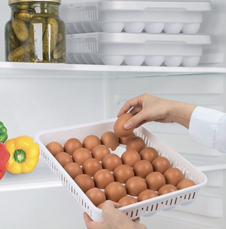 Cutie frigider pentru ouă din plastic alb cu capac 30 de locuri 33,5x27,8x7,3 cm