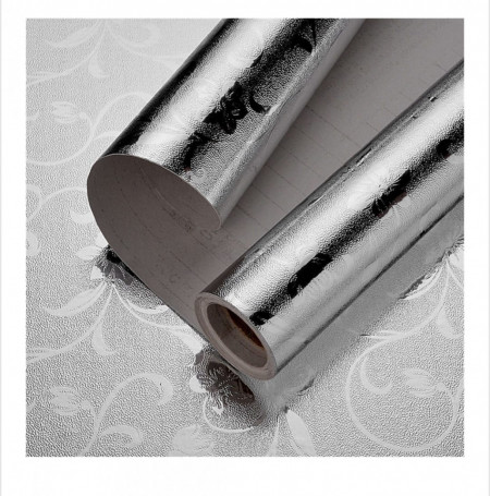 Folie de aluminiu rezistenta la apa si temperaturi inalte, autoadeziva, argintiu 60 x 300 cm, M4