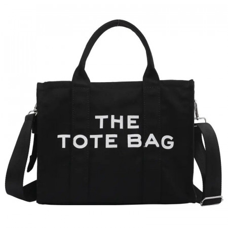 Geanta femei din panza, shopper, large, cu imprimeu logo The Tote Bag