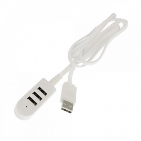 Hub USB , 3 porturi USB 2.0, Cablu 1.2 Metri, Maxim 2.4A, Alb