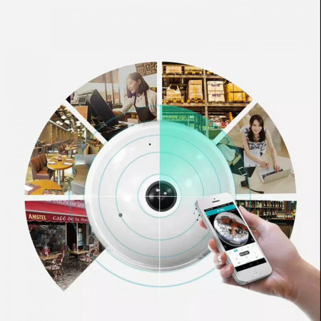 Camera IP Panoramica unghi 360 grade, Wifi, Aplicatie Live pe Telefon, Insurubare tip bec
