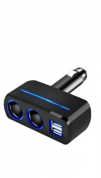 Prelungitor bricheta auto cu 2 mufe si usb, alb