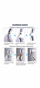 Aerator robinet pentru chiuveta, Alama, Pivotant, 8cm, Argintiu - Img 3