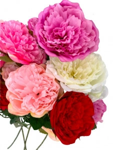 Bujor cu 3 flori - Floare artificiala 70cm - Img 3