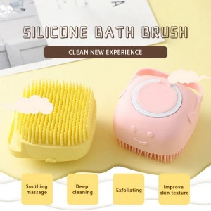Burete de baie din silicon Mini Soft Brush, cu rezervor pentru gel de dus / sampon - Img 6