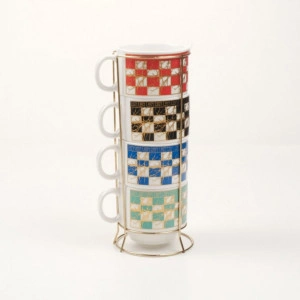 Cana 4pcs + suport, ceramica - Img 3