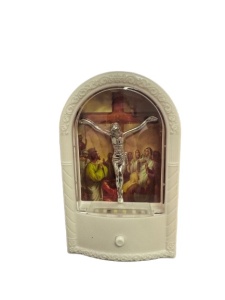 Candela Decorativa cu LED, Model Isus, Culoare Alb, Dimensiuni 15 cm, Functionare pe Baterii
