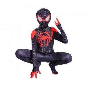 Costum carnaval negru-roșu cu mască – model erou urban, copil - Img 3