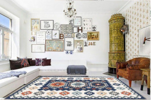 Covor pentru living, model albastru rustic