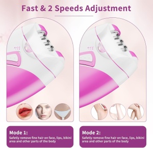 Epilator facial si corporal, USB, Fara fir, 2 viteze, Roz - Img 4