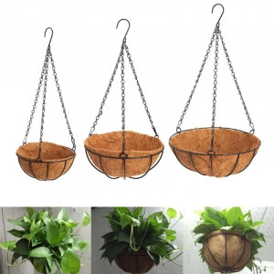 Ghiveci decorativ cu lant, rotund, nuca de cocos, 20, 25, 30 cm - Img 3