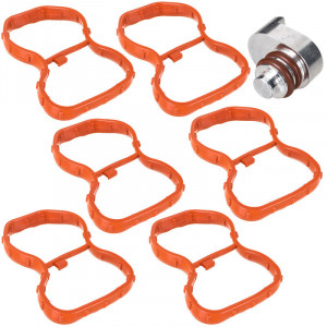 Kit complet, pentru anularea clapetei swirl, dop si 6 garnituri pentru galerie admisie, compatibil cu BMW E90, E91, E92, E93, F07, F10, F11, F01, F02, E70, E71, cod motor N57, N57S, din aluminiu, gri