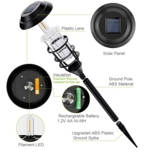Lampa Solara 6/Set, Impermeabila, Neagra, 47 cm - Img 3