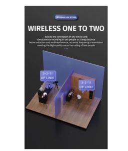 Microfon lavalier wireless, Ecran HD LED, Reincarcabil, Reducere zgomot, Negru, pentru Apple sau Android - Img 4