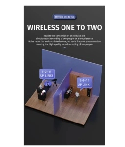 Microfon lavalier wireless, Ecran HD LED, Reincarcabil, Reducere zgomot, Negru, pentru Apple sau Android - Img 4