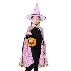 Pelerina cu palarie de magician, vrajitor/vrajitoare , costum Halloween, unisex, potrivit pentru inaltimi 100-160 cm - Img 2