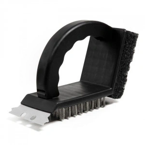 Perie pentru curatat gratar, 3 in 1, sarma, racleta si burete, cu maner 16,5 cm