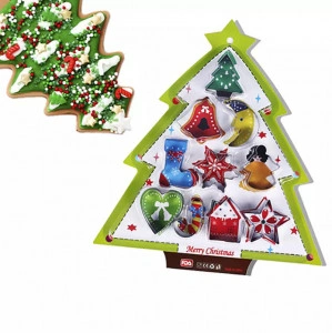 Set 10 forme pentru prajituri Craciun, otel inoxidabil, argintiu
