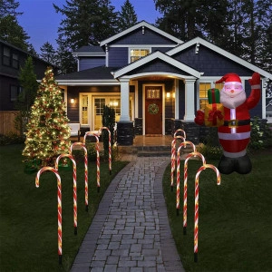 Set 5 decoratiuni luminoase solare pentru Craciun, Acadele, pentru exterior, incarcare solara, 40 cm
