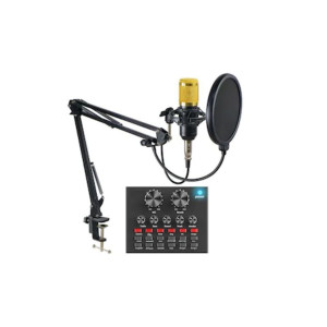 Set Profesional Mixer Audio Si Microfon, MIC8, pentru podcast, inregistrare, live, tiktok, - Img 1