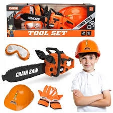Set taietor de lemne cu drujba, include o casca de protectie, manusi si ochelari de protectie