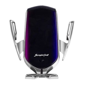 Suport auto cu incarcator wireless, Senzor Inteligent, Fast Charger 10 W, Prindere in grila ventilatie, Argintiu