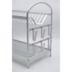 Suport de bucatarie pentru vase cu scurgator, compartimentat, 49.7x24x37.7cm - Img 3