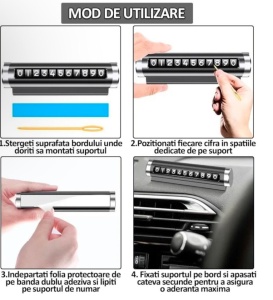 Suport numar de telefon pentru parcare temporara, ajustarea numerelor prin sistem de glisare - Img 4