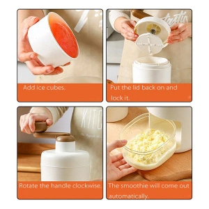 Aparat de maruntit gheata, Mini masina manuala pentru gheata, Smoothie maker, Compact, Multifunctional, Smoothie, Otel - Img 4