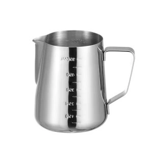 Cana din inox cu gradatie, latiera pentru spumare cu maner, cana de lapte sau cappucino, cu cioc, cana pentru bar, cana barista, 350 ml - Img 4