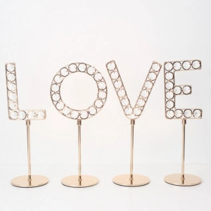 Decoratiune LOVE, fier+sticla, 12x12x16cm - Img 2