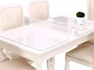 Fata de masa transparenta, 220x100 cm, grosime 0,6 mm, aspect ca de sticla