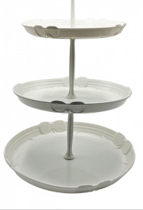 Fructiera etajata cu 3 nivele, pentru prajituri, torturi, fructe, aperitive, 26, 25, 19cm - Img 2