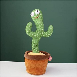 Jucarie din plus interactiva Cactus vorbitor, dansator, lumineaza, 37 centimetri, verde, baterii incluse - Img 6
