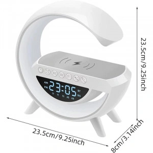 Lampa LED Birou cu incarcare Wireless, Bluetooth, Ceas, Alarma si USB - Img 2