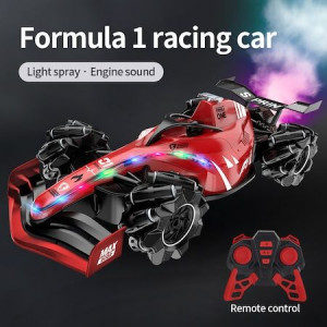 Masina Formula 1, Functie de fum, rotire 360 grade, drift 4x4, controlata prin telecomanda, autonomie mare, lumini led, sunete, culoare rosu - Img 6