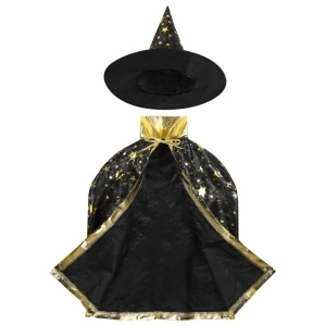Pelerina cu palarie de magician, vrajitor/vrajitoare , costum Halloween, unisex, potrivit pentru inaltimi 100-160 cm - Img 3