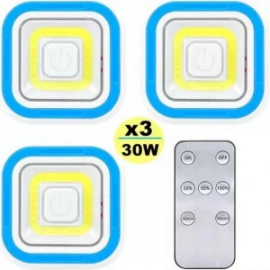 Set 3 lampi LED fara fir, autoadezive, cu telecomanda, 9x9x2.5 cm - Img 4