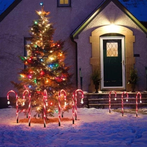 Set 5 decoratiuni luminoase solare pentru Craciun, Acadele, pentru exterior, incarcare solara, 40 cm - Img 4