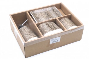 Set baie ceramica efect lemn 4 bucati - Img 2