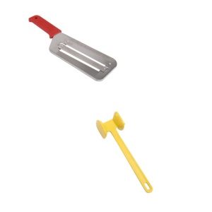 Set cutit de varza 29,5 Cm si ciocan pentru fragezit carne din aluminiu, galben - Img 1