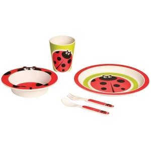 Set de masa pentru copii, 5 piese, fibra de bambus, multicolor - Img 4
